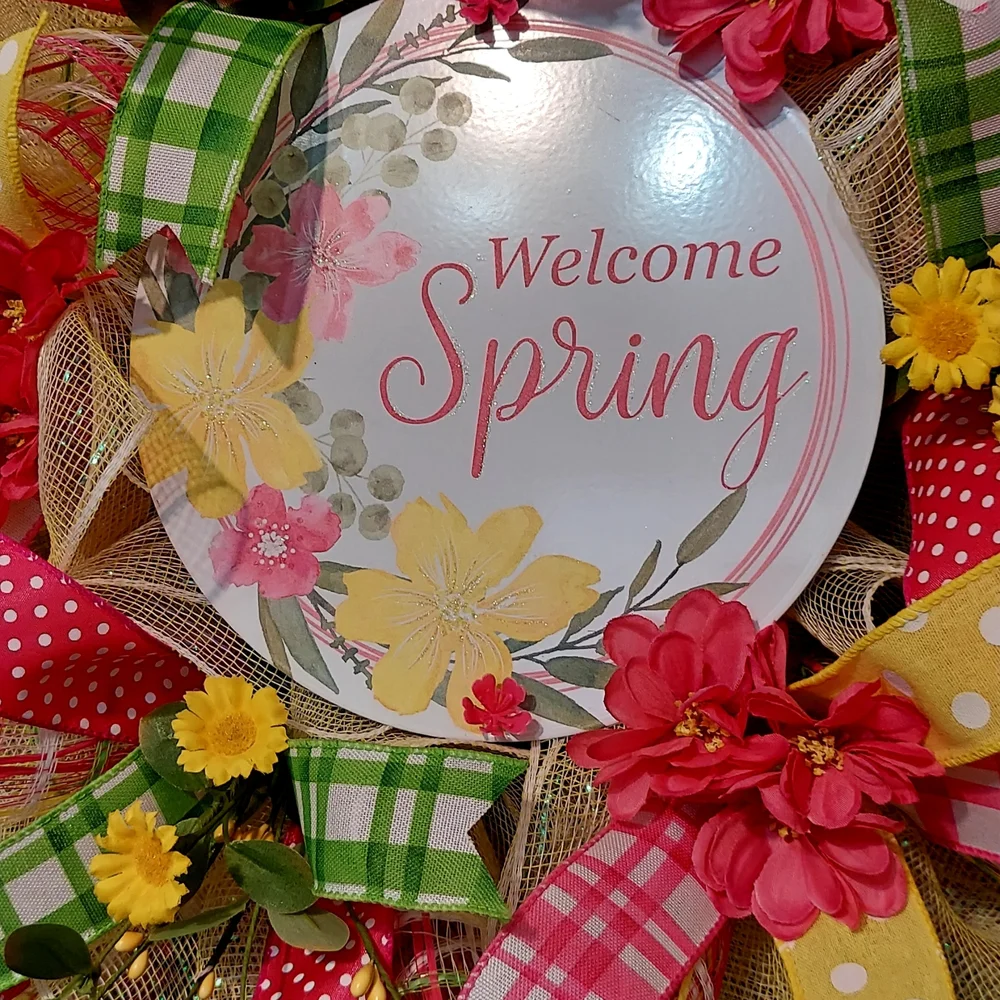 Handcrafted Welcome Spring Wreath